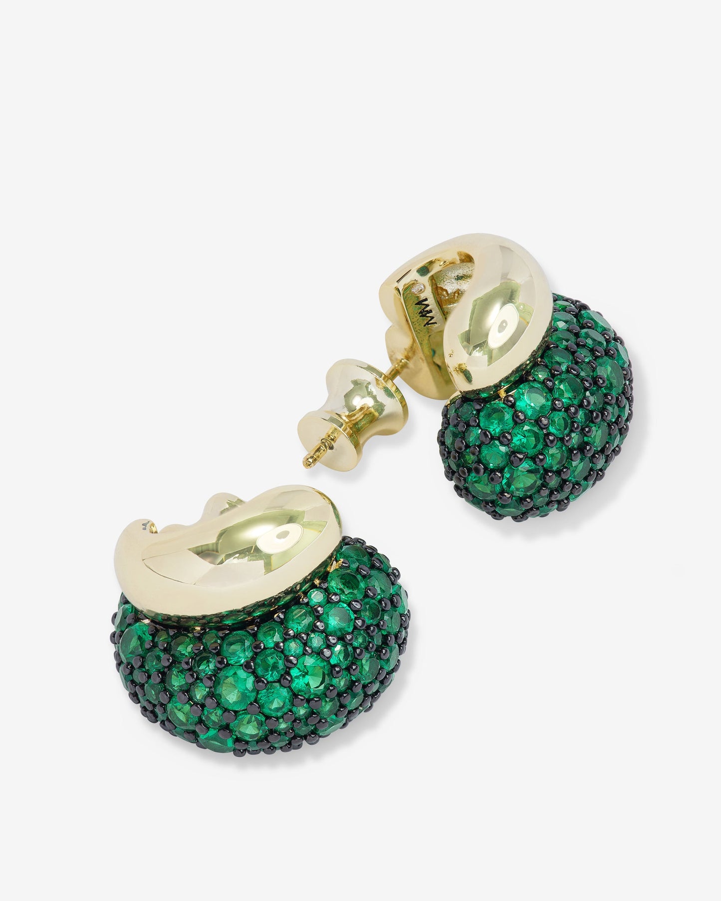 Norah Pavé Double Hoop - Gold|Emerald