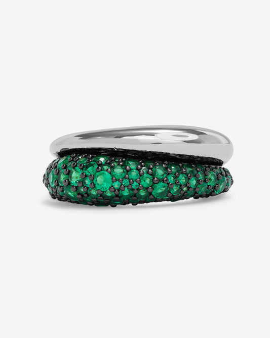 Norah Pavé Double Ring - Silver|Emerald