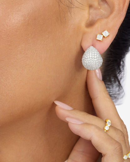 Norah Pavé Earrings - Silver|White Diamondettes