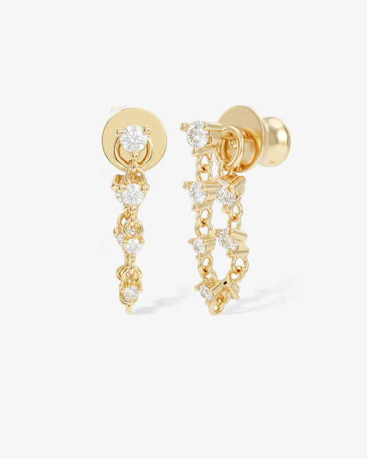 Not Your Basic Soft Hoop Earrings - Gold|White Diamondettes