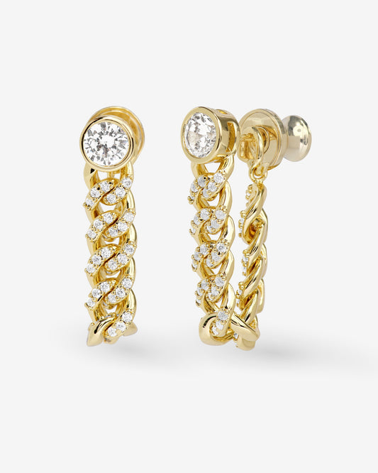 Pavé Julian 5mm Soft Chain Hoops - Gold|White Diamondettes