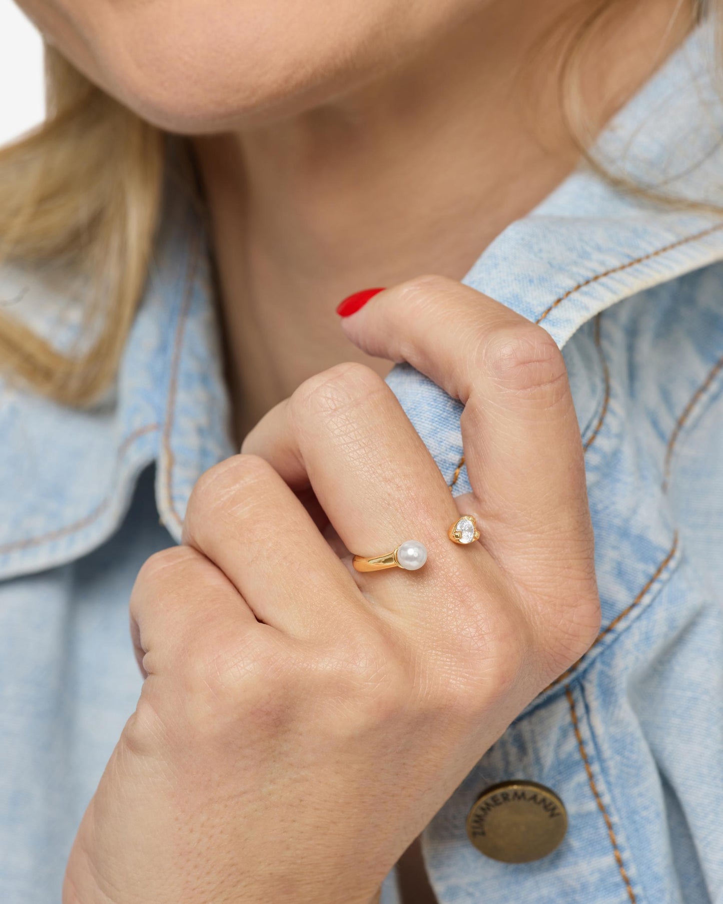 Perfect Pearl Open Ring - Gold