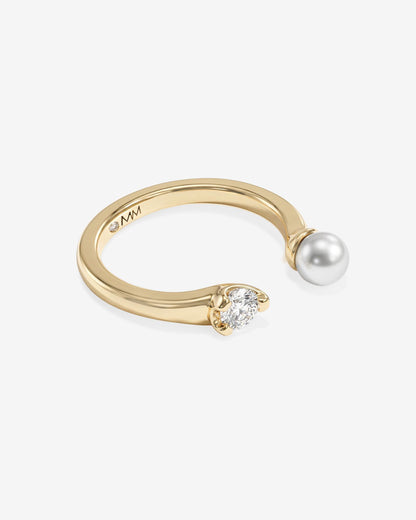 Perfect Pearl Open Ring - Gold