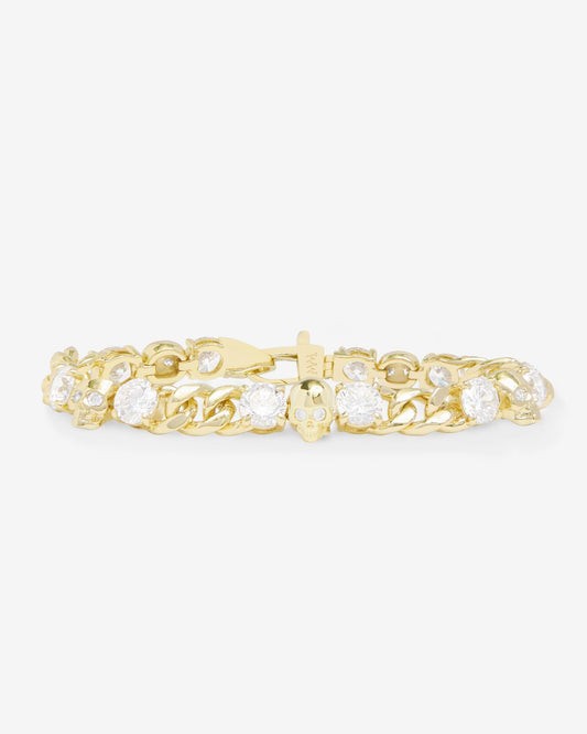 Ride or Die Cuban Chain Bracelet 6.8mm - Gold|White Diamondettes