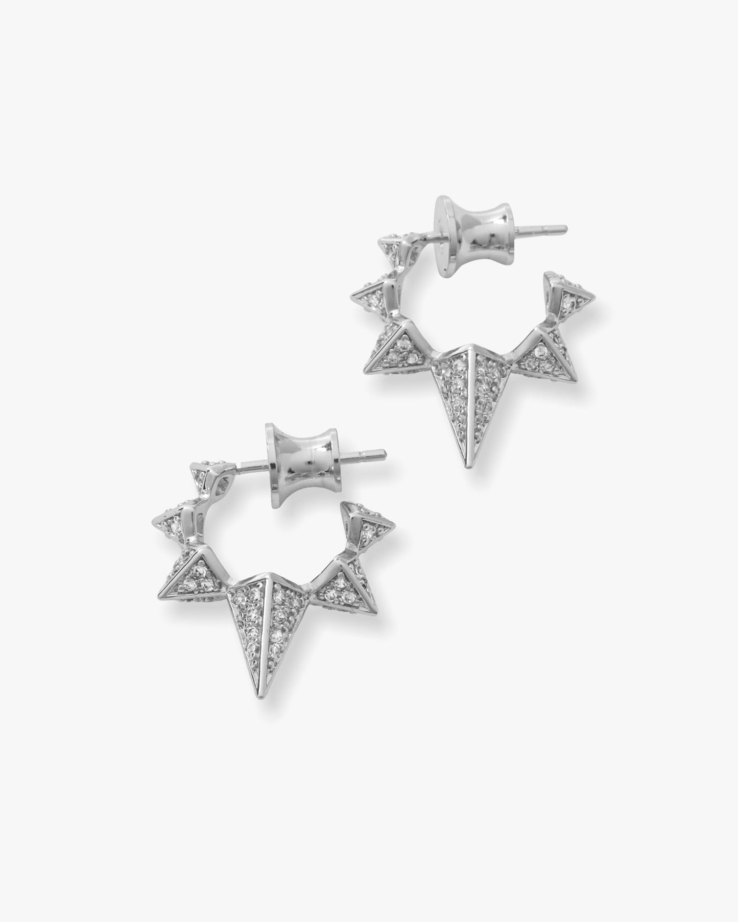 Gabriella Pavé Spiked Hoops - Silver|White Diamondettes