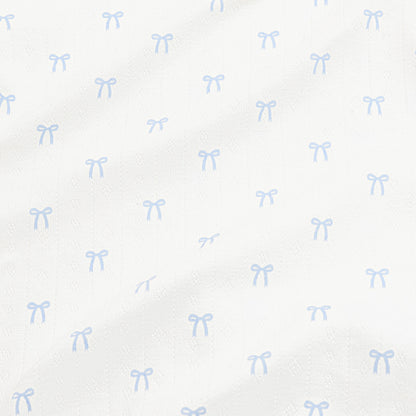Pointelle Short Sleeve Set in Sweet Blue Bow