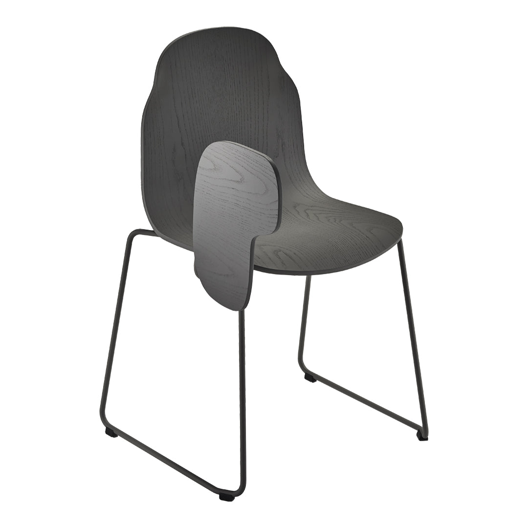 Body Side Chair w/ Writing Tablet - Sled Base - Wooden Frame