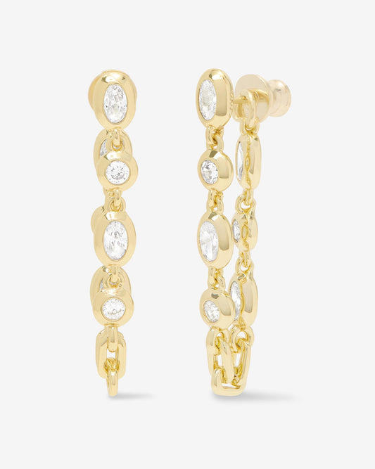 She's A Boss Soft Hoops - Gold|White Diamondettes