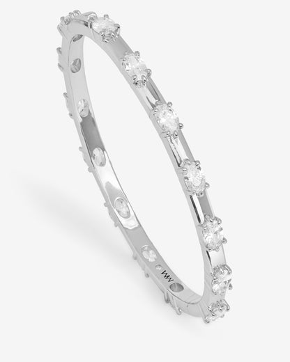 She's on Point Station Cuff - Silver|White Diamondettes
