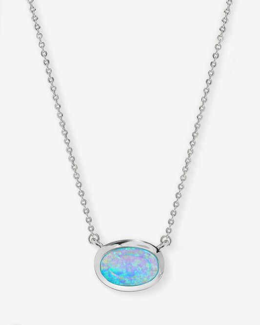 She's a Boss Pendant Necklace - Silver|Blue Opal