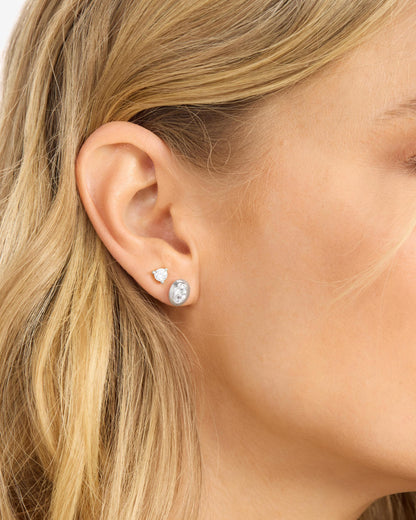 She's a Boss Studs 6mm - Silver|White Diamondettes