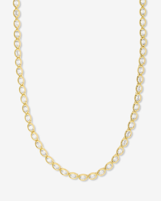 She's a Boss Tennis Necklace 4mm - Gold|White Diamondettes