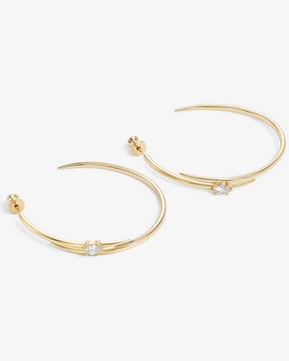 She's on Point Lasso Hoops 2" - Gold|White Diamondettes