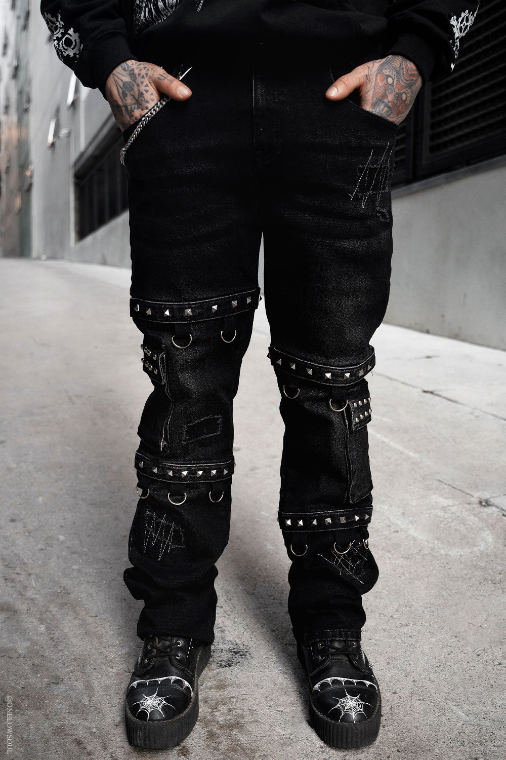Asylum Scratches Pierced Cargo Pants [Unisex]