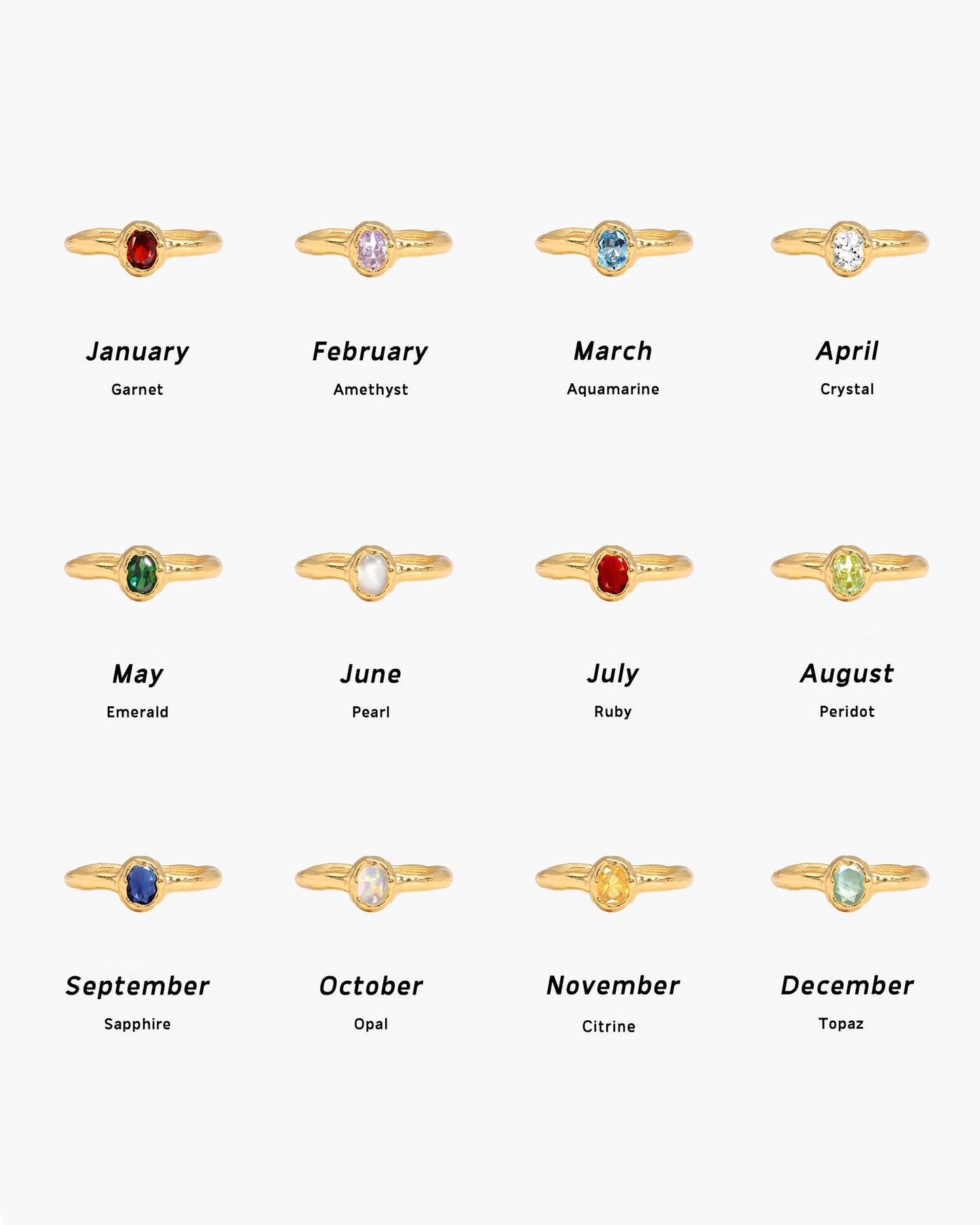 Birthstone Ring in Gold - February