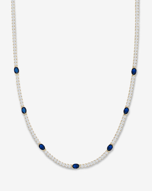 The Maven Tennis Necklace 3mm - Gold|Blue Sapphire