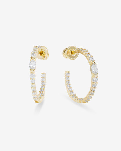 The Maven Hoops 1" - Gold|White Diamondettes