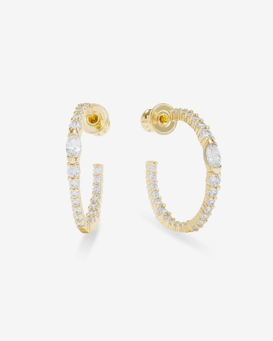 The Maven Hoops 1" - Gold|White Diamondettes