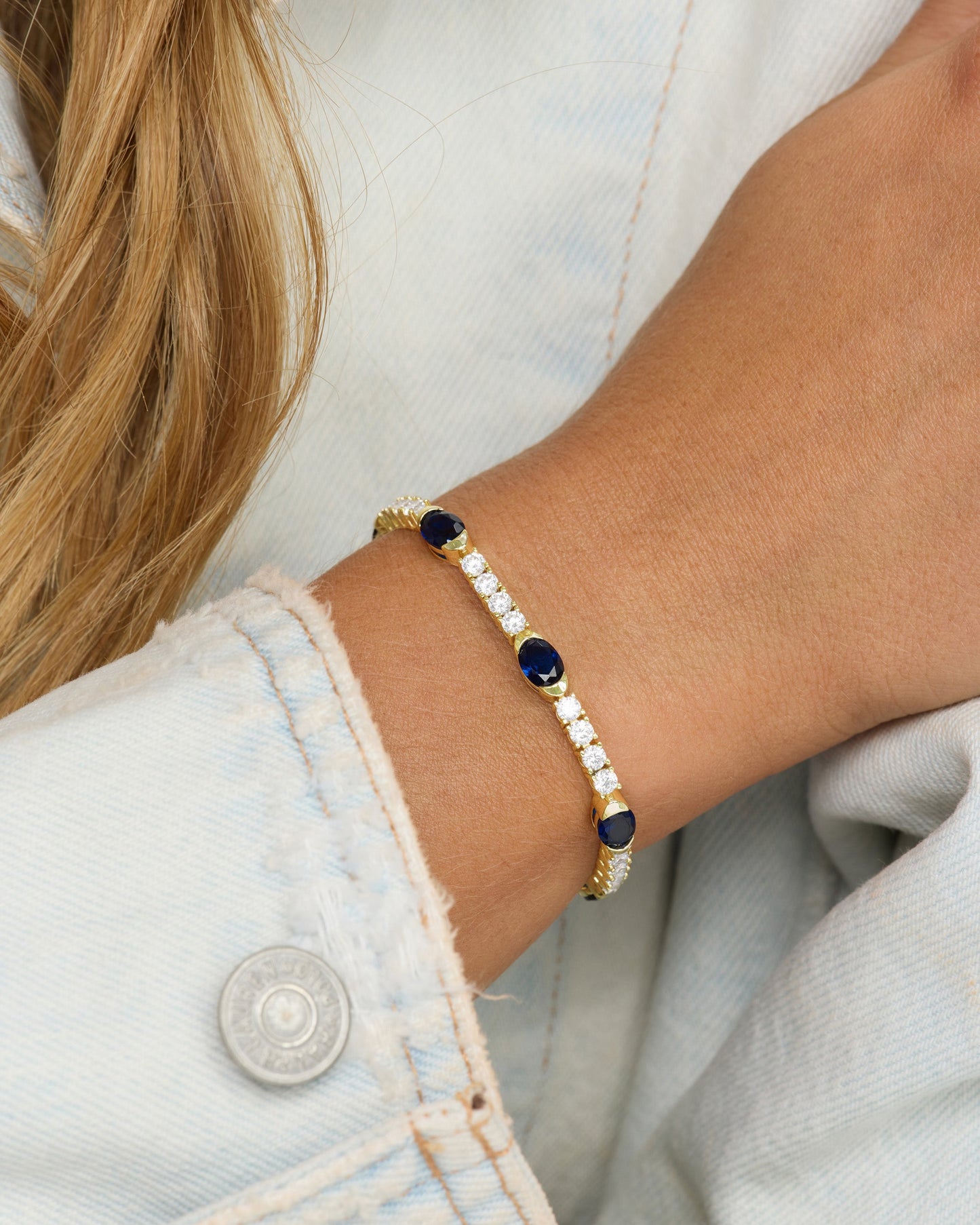 The Maven Tennis Bracelet 3mm - Gold|Blue Sapphire