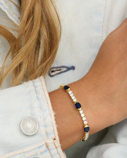 The Maven Tennis Bracelet 3mm - Gold|Blue Sapphire