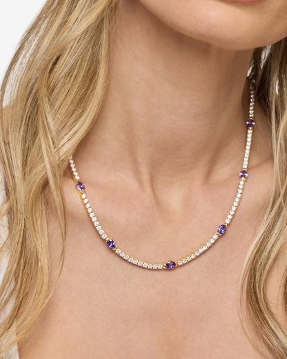 The Maven Tennis Necklace 3mm - Gold|Lavender Amethyst