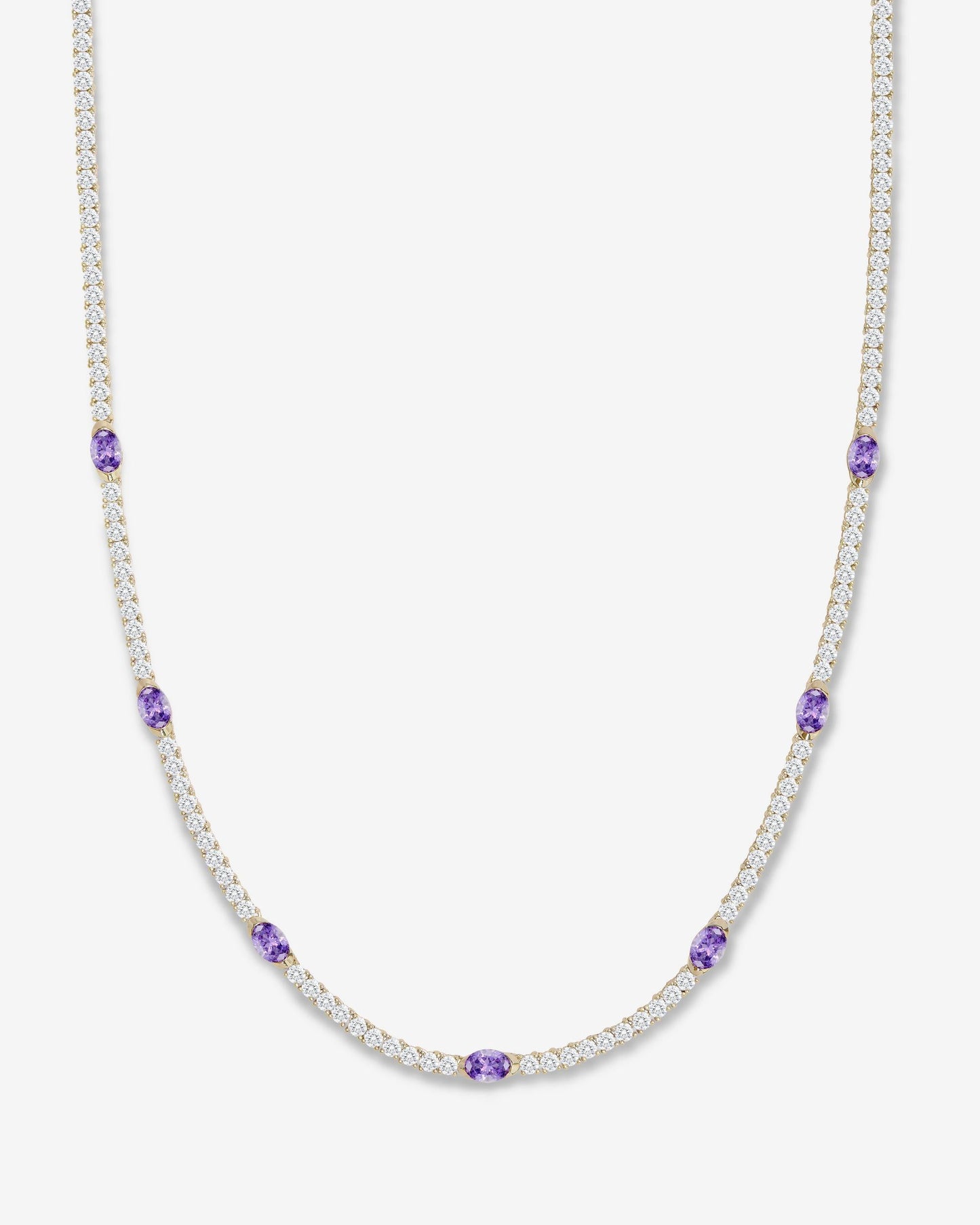 The Maven Tennis Necklace 3mm - Gold|Lavender Amethyst