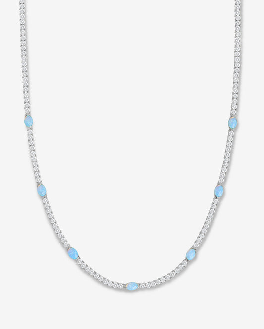 The Maven Tennis Necklace 3mm - Silver|Blue Opal