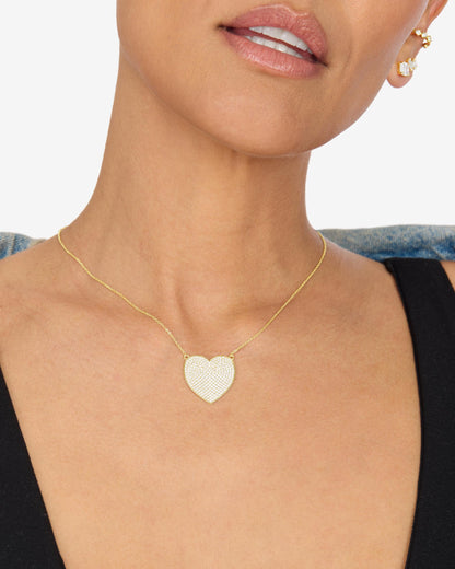 XL You Have My Whole Heart Pavé Necklace - Gold|White Diamondettes