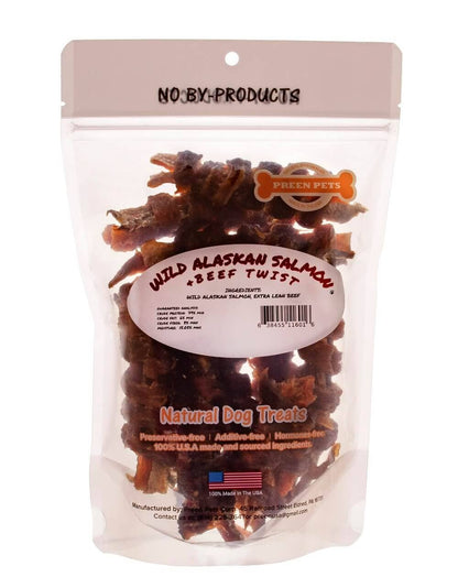 Preen Pets - Wild Alaskan Salmon & Sirloin Beef Twists – Fish Dog Treats
