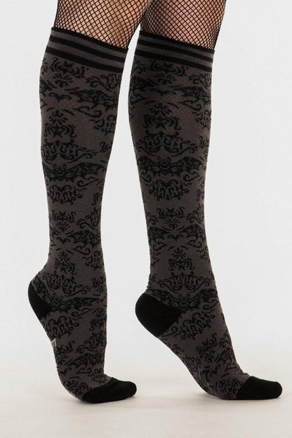Bat Damask Knee High Socks