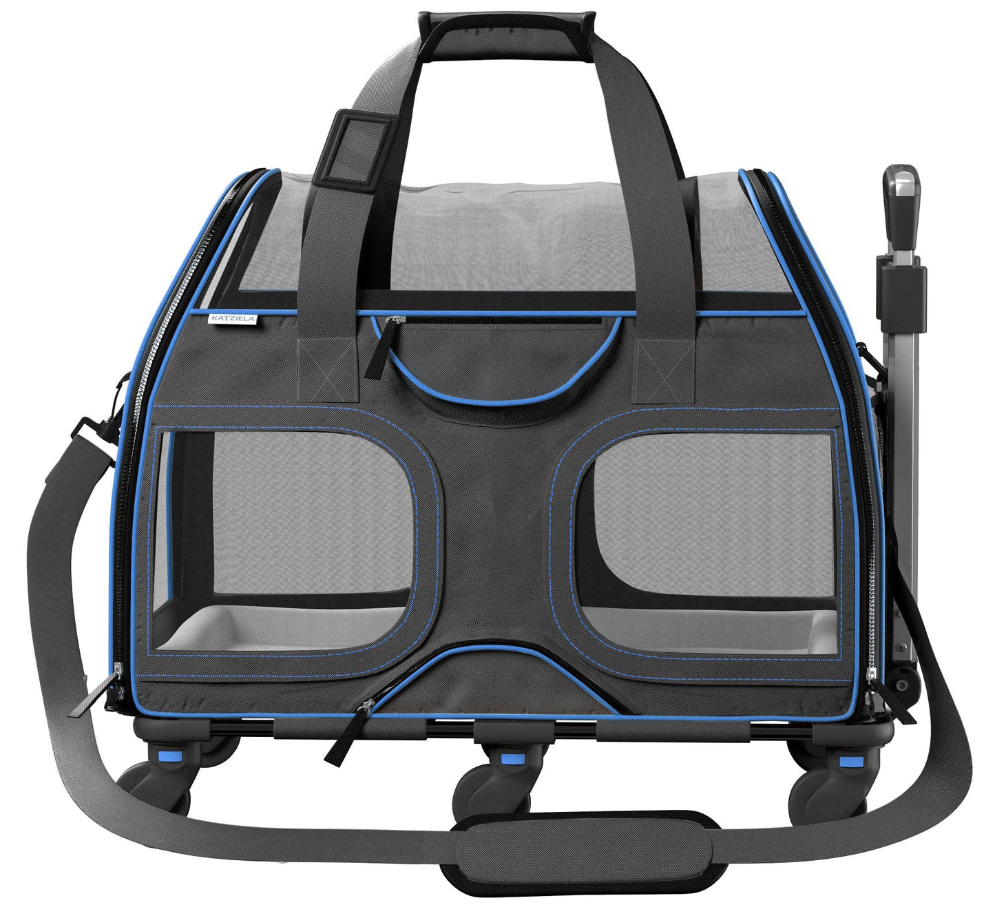Luxury Rider Pet Carrier with Removable Wheels - 4 Colors: Black and Blue