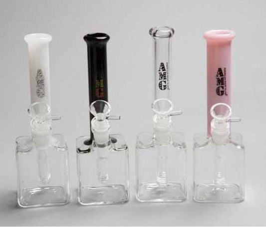 AMG 9 Inch Cube Base Water Pipe: Compact, Stylish Design, Premium Glass, Stable Base, Smooth Hits