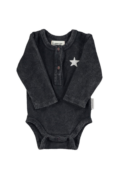 Baby LS Body in Faded Black w/ "Rock & Roll" Print