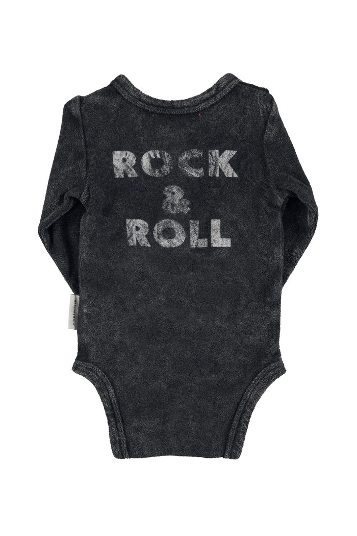 Baby LS Body in Faded Black w/ "Rock & Roll" Print