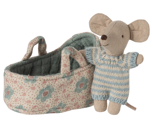 Baby Mouse in a Carry Cot | Blue