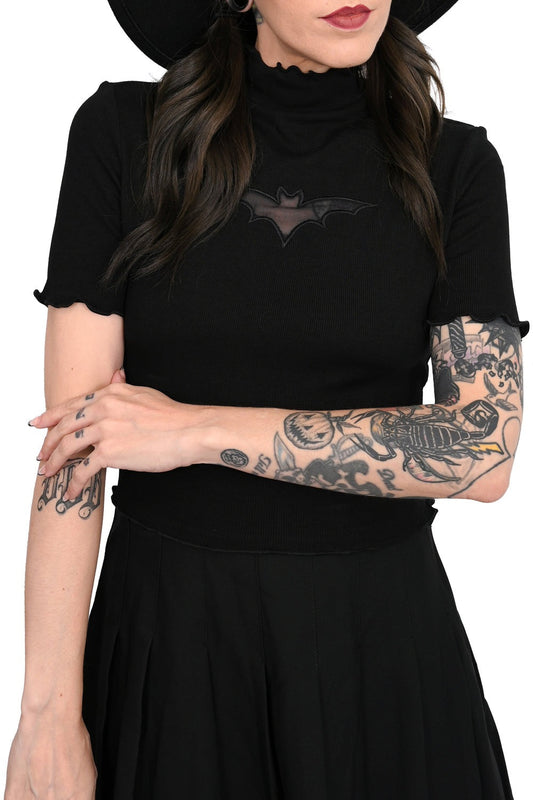 Bat Cut Out Crop Top