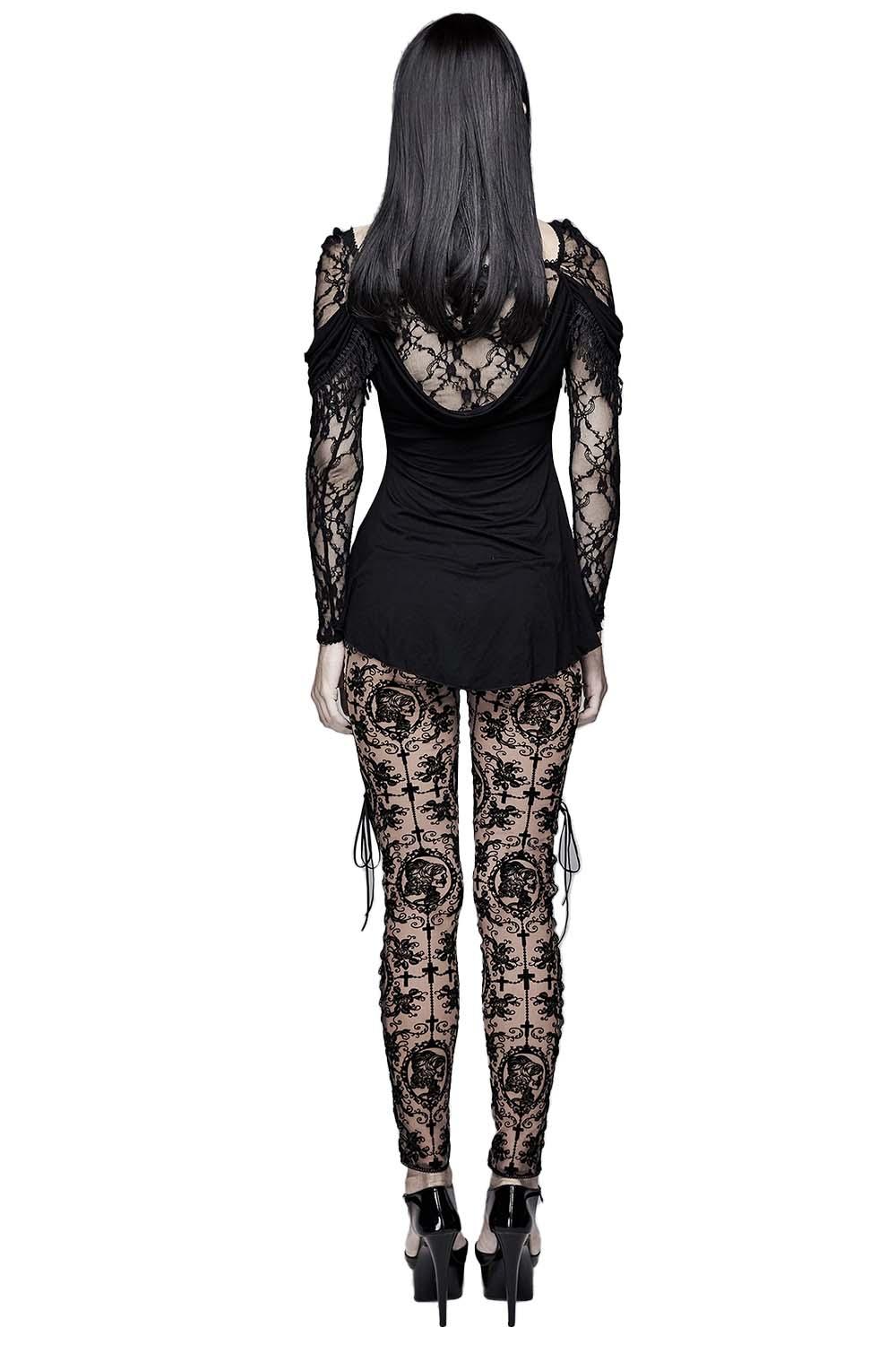 Bathory Edwardian Cameo Mesh Tattoo Leggings