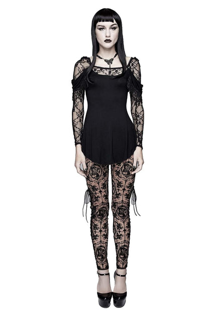 Bathory Edwardian Cameo Mesh Tattoo Leggings