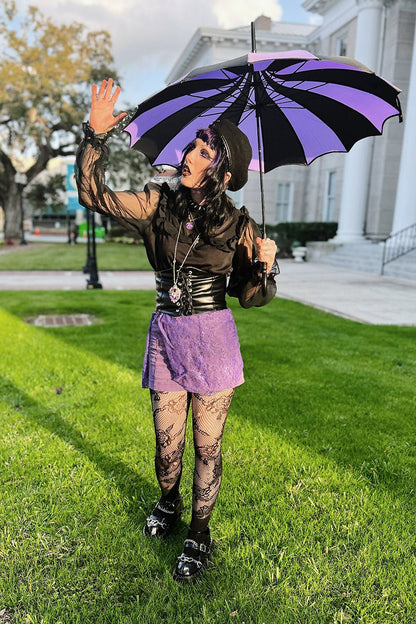 Batwing Pagoda Umbrella [BLACK/LIGHT PURPLE]
