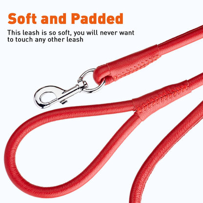 Dogline - Soft Leather Round Lead