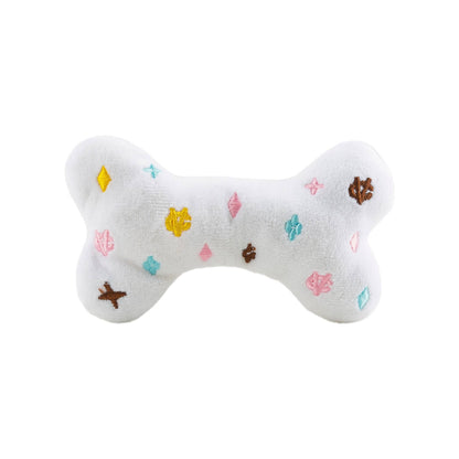 Haute Diggity Dog - White Chewy Vuiton Bone and Ball Squeaker Dog Toy: Large
