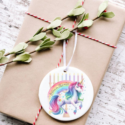 Believe in Miracles Holiday Ornament - Chrismukkah Ornament for Jewish Friend Salt and Sparkle