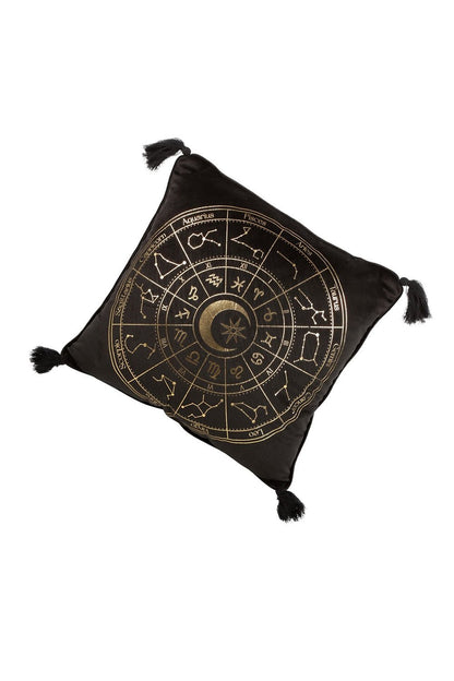 Black Astrology Wheel Cushion