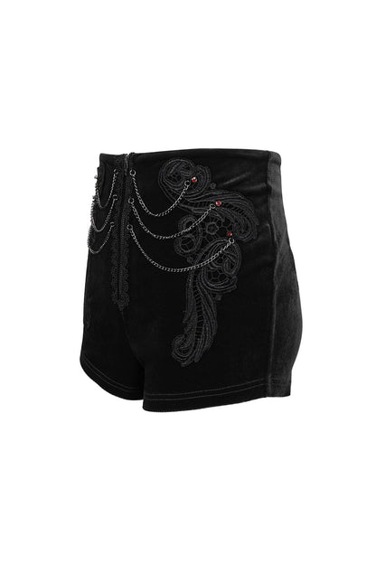Black Blood Velvet High Waisted Shorts