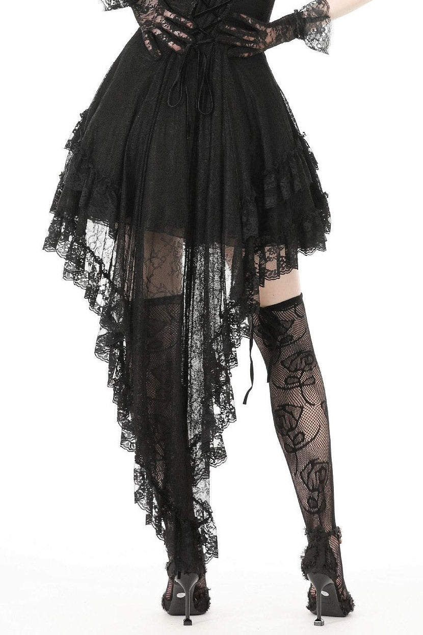 Black Porcelain Babydoll Dress with Train