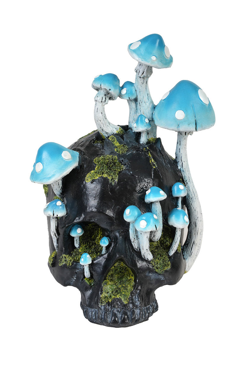Black Skull with Mushrooms