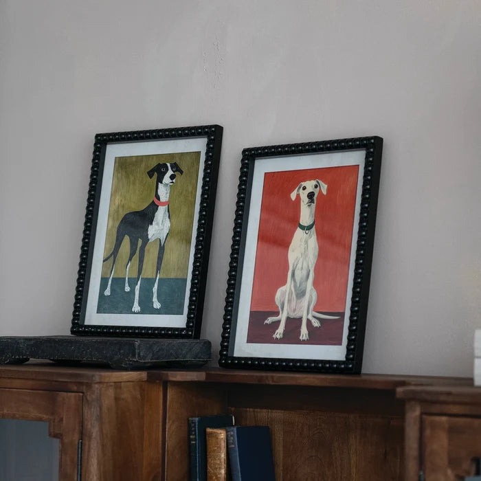 Black & White Dog Print in Bobbin Frame