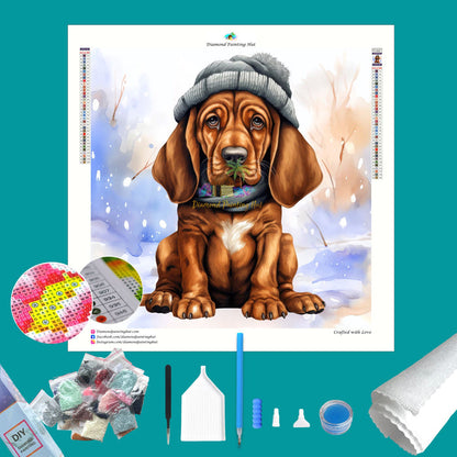 Bloodhound Winter Diamond Painting