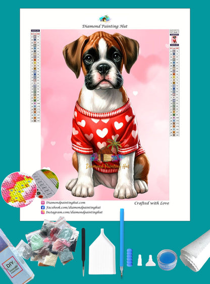 Boxer Valentines Diamond Painting