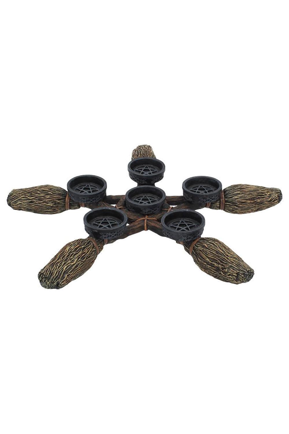 Broomstick Pentagram Tea Light Candle Holder